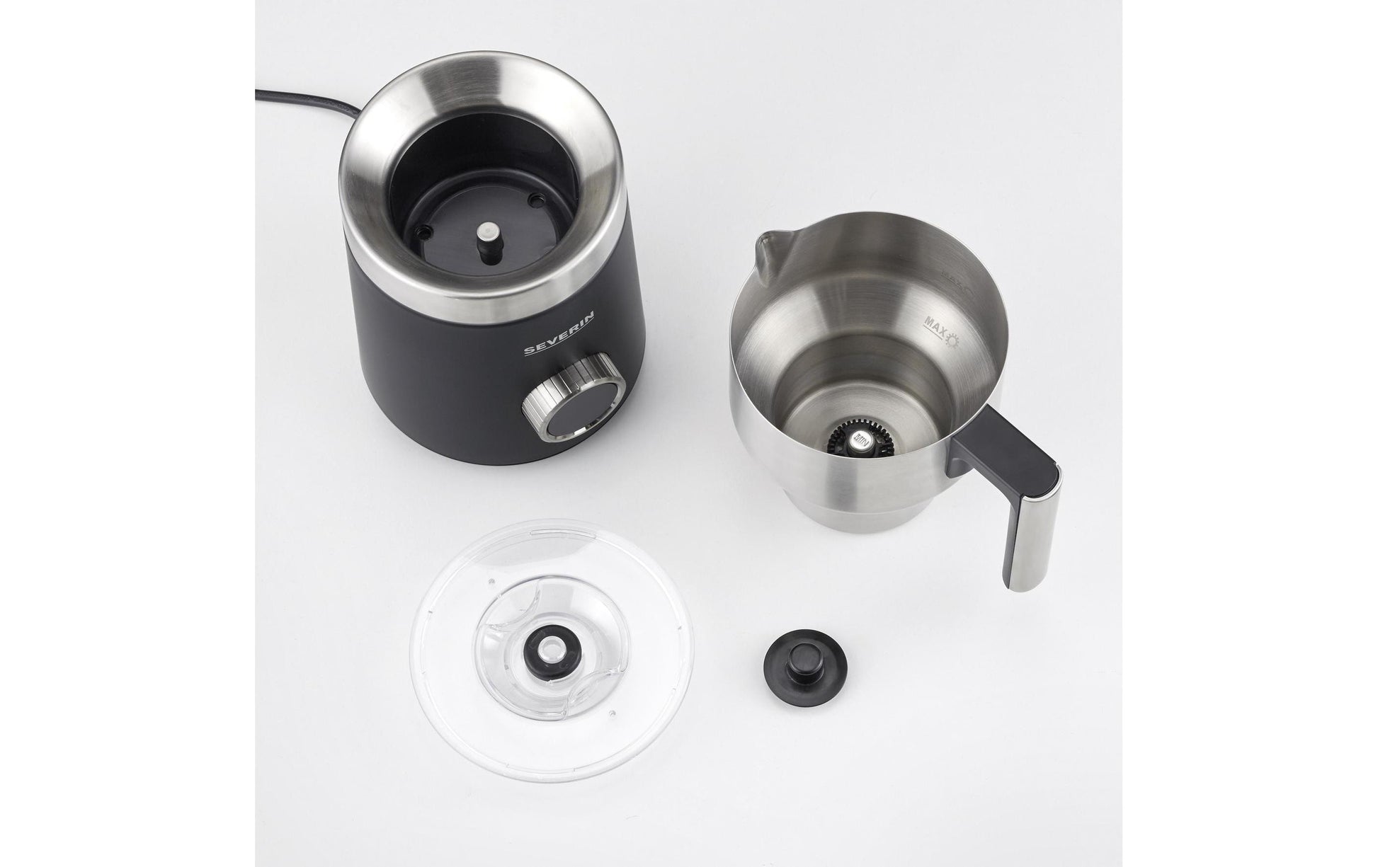 Severin Milchaufschäumer Spuma 700 Plus – 700 ml, 500 W, spülmaschinenfest – schwarz/edelstahl