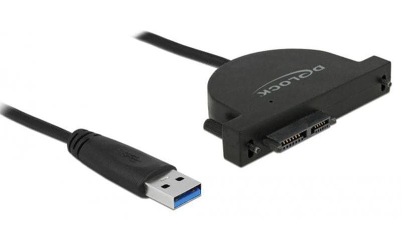 DeLOCK 64048 Adapter USB 3.2 Gen 1 (5 Gbit/s) zu SATA 6 Gbit/s – 0,35 m, JMicron JMS578, für Slimline (13-Pin)