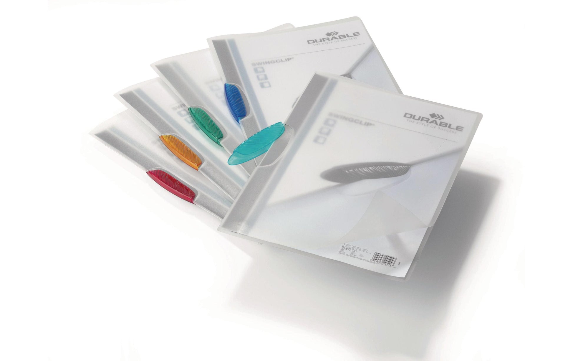 Durable Klemmhefter A4, 30 Blatt, Transparent, Assortiert – 5 Stück
