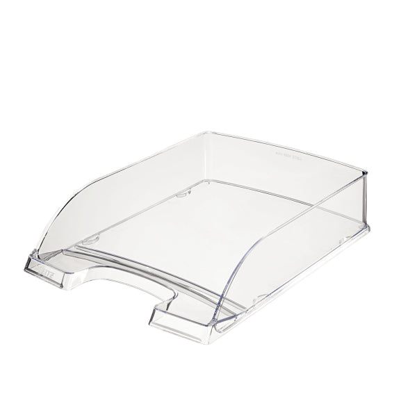Leitz Briefkorb – mit Griffausschnitt, mit Beschriftungsfeld, glänzend, transparent, B 255 × H 70 × T 357 mm