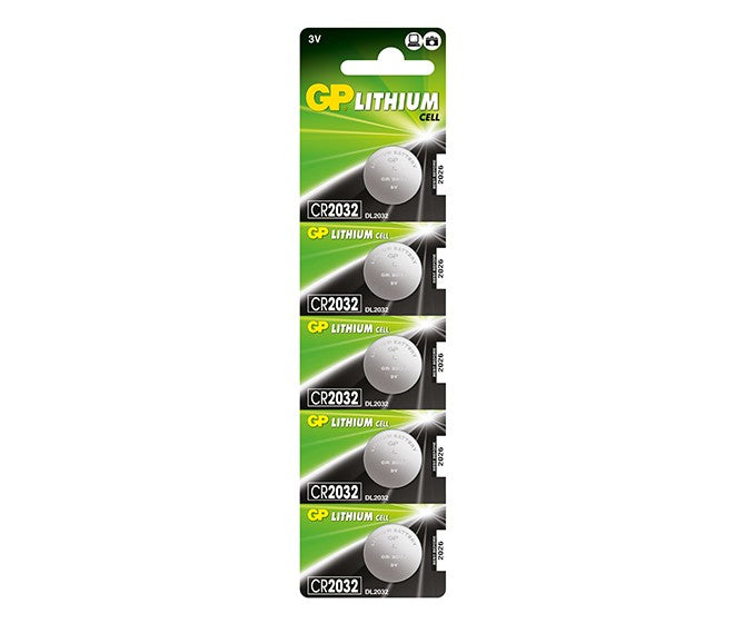 GP Batteries Knopfzellen CR2032, Lithium, 3 V – 5 Stk.