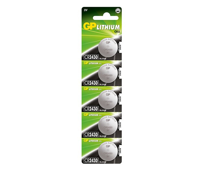 GP Batteries Knopfzellen CR2430, Lithium, 3 V – 5 Stk.