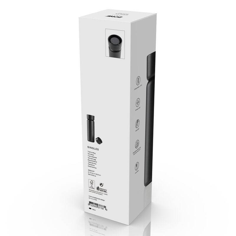 Zone Denmark Singles Isolierflasche 650 ml – Doppelwandig, Edelstahl, Schwarz