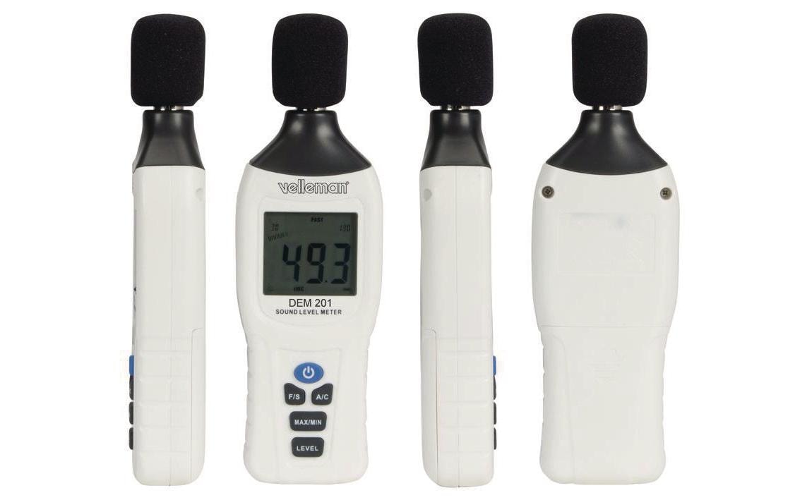 Velleman DEM201 – Schallpegelmessgerät, 30–130 dB, A-/C-Gewichtung, Langsam, Schnell