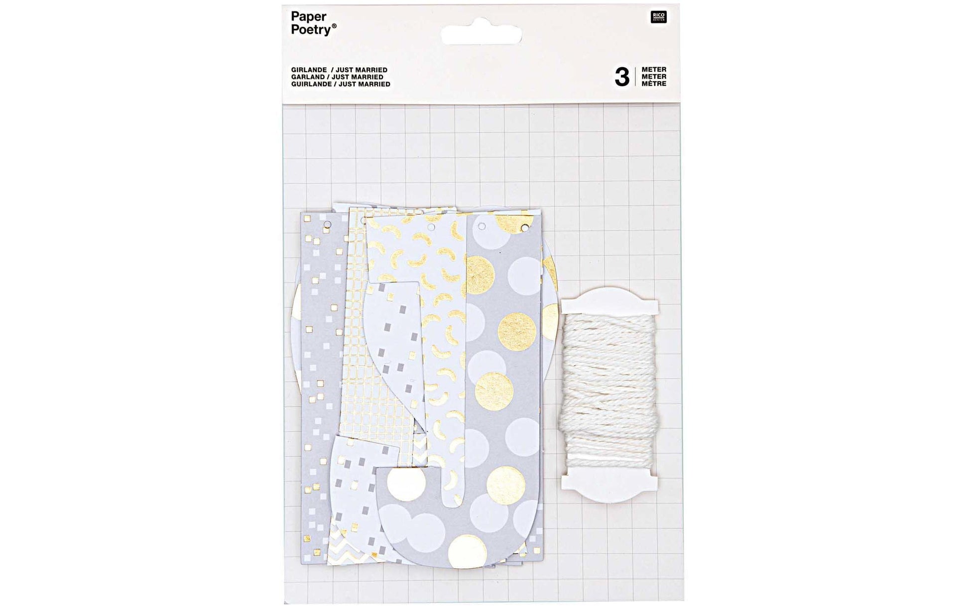Rico Design Girlande Just Married – mehrfarbig – 300 cm – Papier – Foliendruck