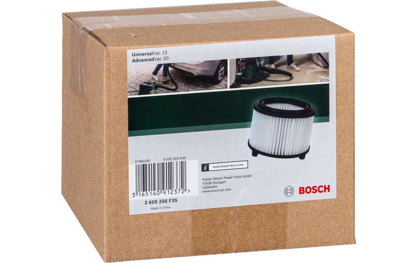 Bosch Filter 2 609 256 F35 – waschbar, 1 Stück, für UniversalVac 15/AdvancedVac 20