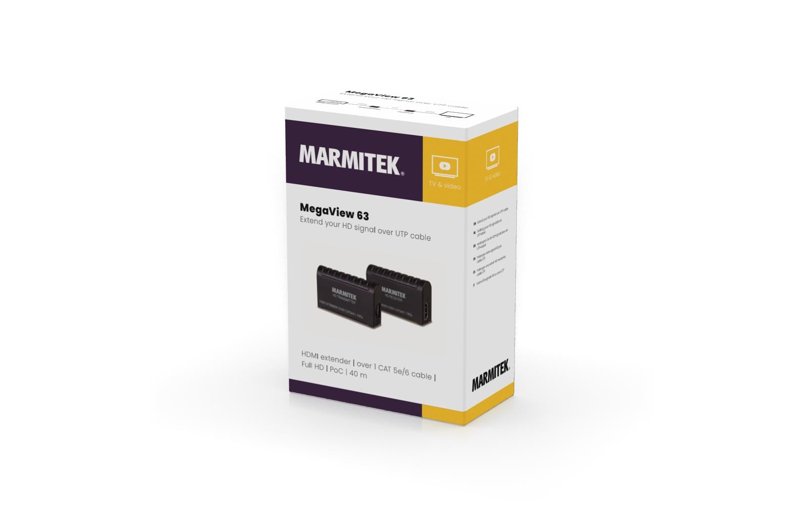 Marmitek Megaview 63 – HDMI Extender – Full HD (1920×1080), LAN (RJ‑45), 40 m Reichweite