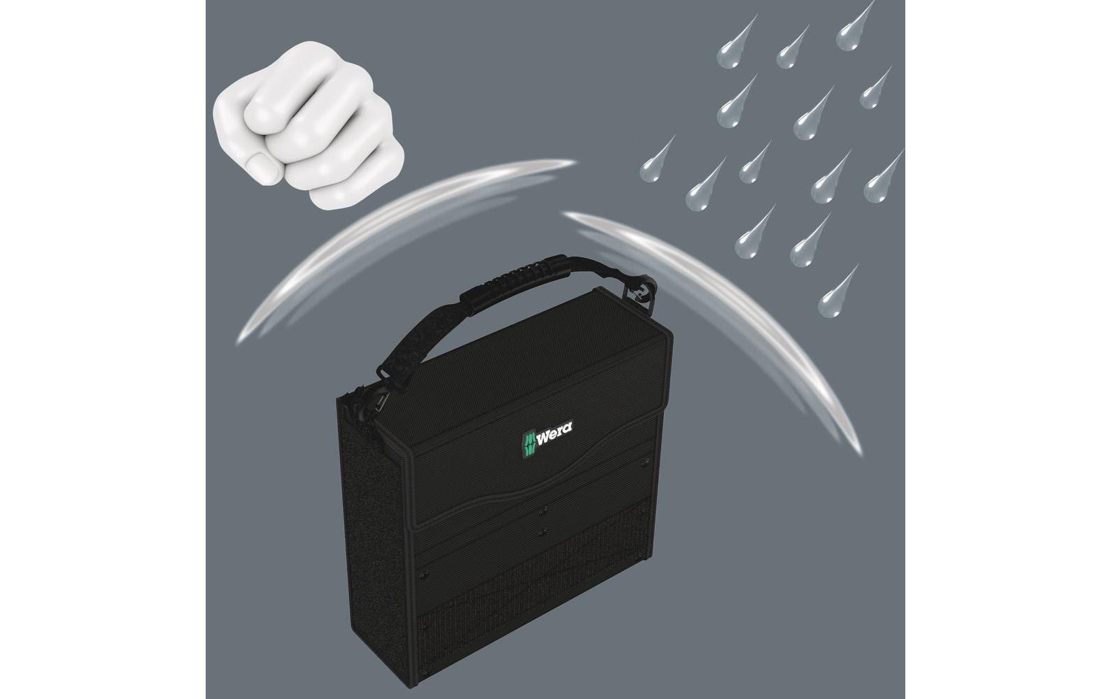 Wera 2go 2 XL Werkzeugkoffer – 2-teilig, mit Handgriff, schlagfest, schwarz, B 350 × H 185 × T 480 mm