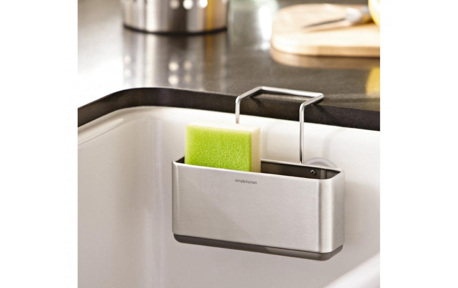simplehuman Utensilienhalter (wandmontiert) 17,2 × 10,9 × 16 cm, Edelstahl, Silber