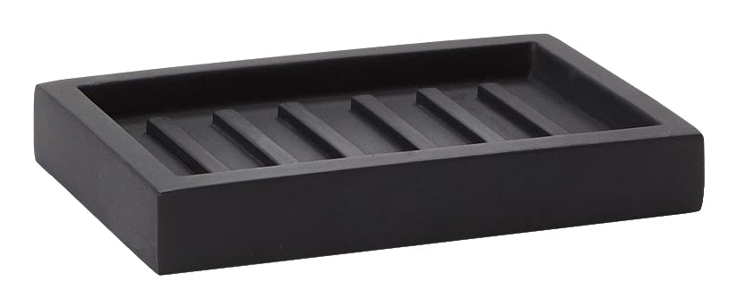 Aquanova Seifenschale Moon – Polyresin, 13,5×8,8×2 cm, Schwarz (rechteckig)