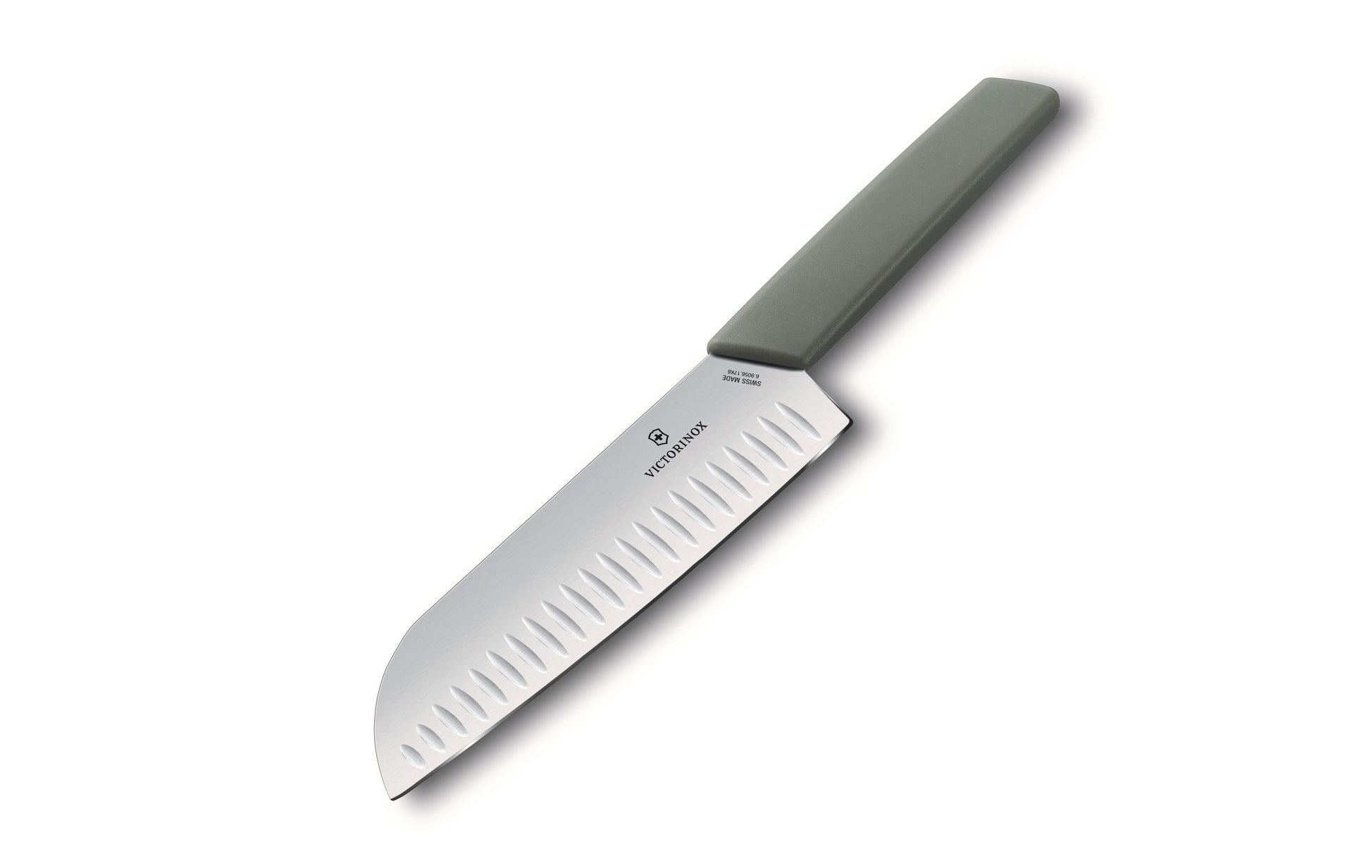 Victorinox Santokumesser – 17 cm Klinge, Kullenschliff – Stahlklinge, Kunststoffgriff – Grau