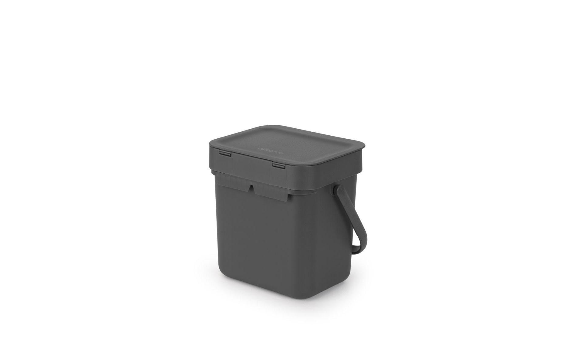 Brabantia Komposteimer Sort & Go – 3 l – Kunststoff, rechteckig – grau