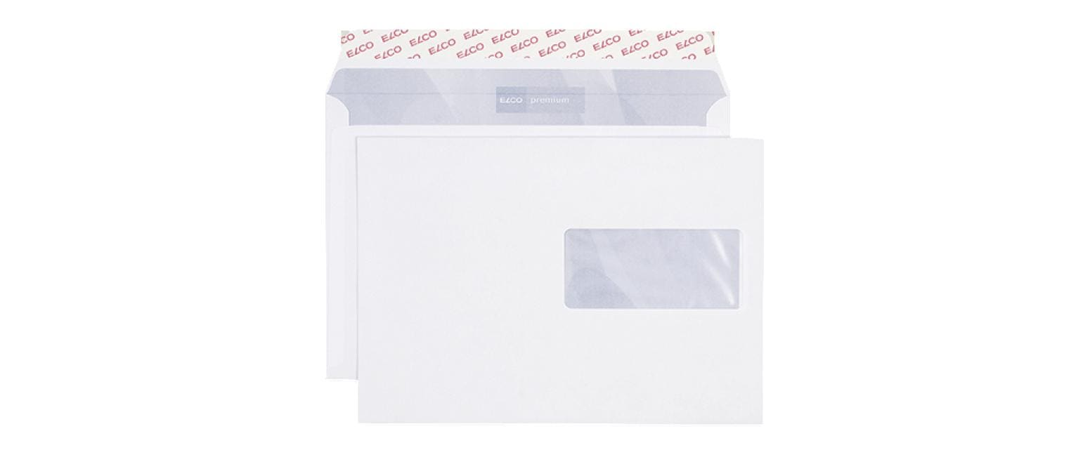 Elco Couvert C5 (229 × 162 mm), mit Fenster, selbstklebend (Optifix), hochweiss, 100 g/m² – 25 Stk.