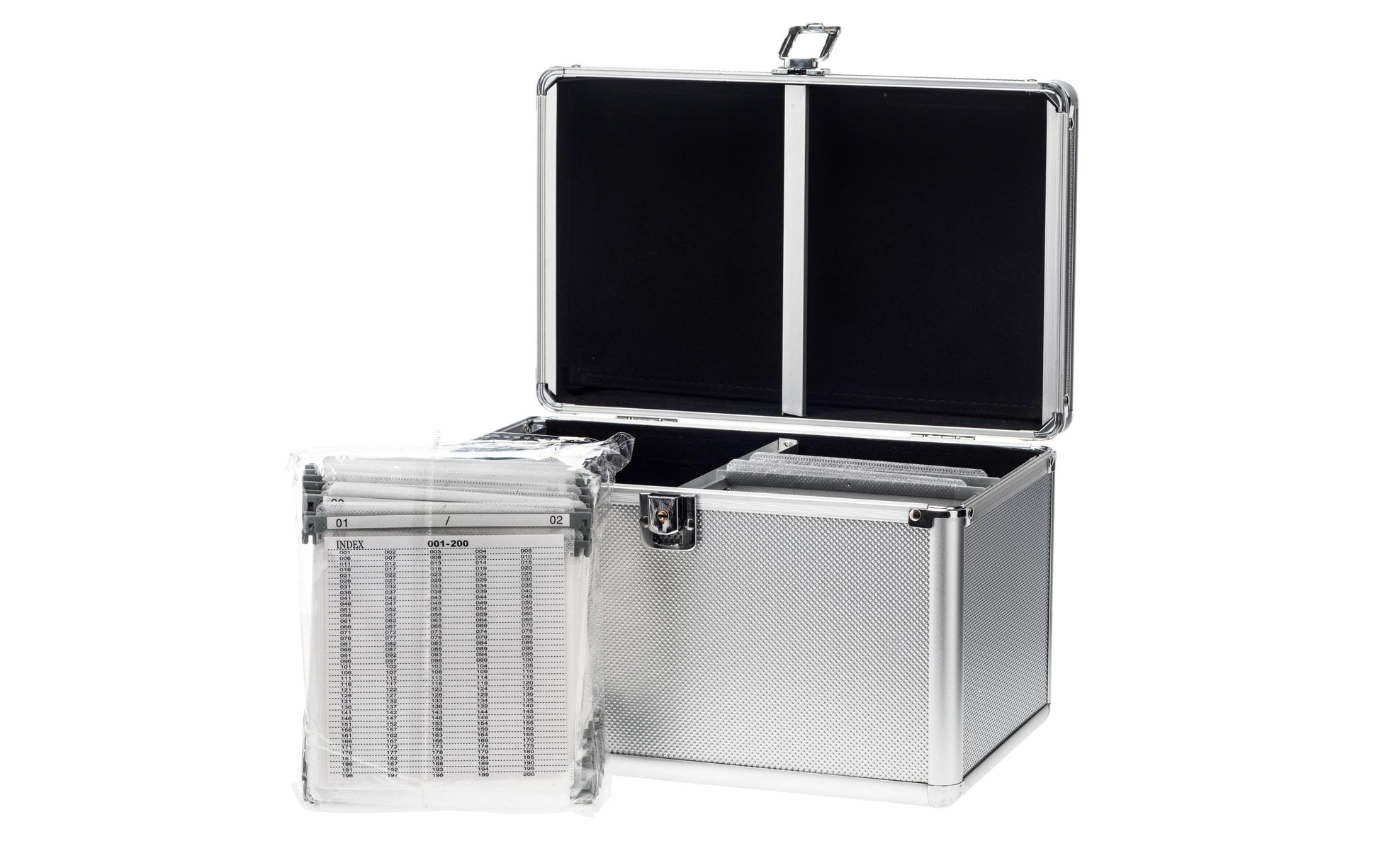 MediaRange CD-Koffer – 200 Disks, Fleece, Kunststoff, Holz, 301 × 190 × 180 mm