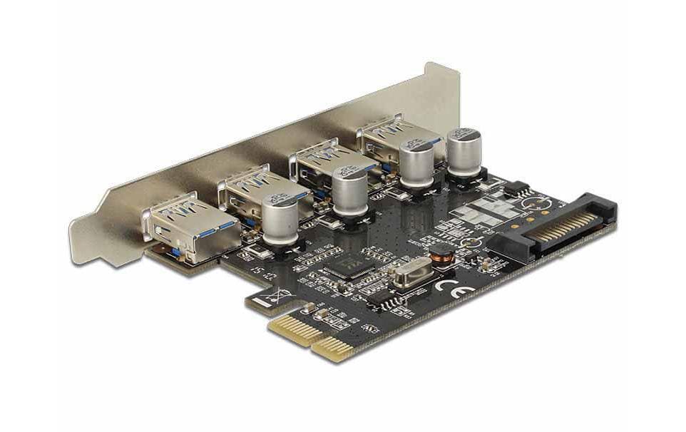 DeLOCK 89297 – PCIe USB-Karte – 4×USB-A 5 Gbit/s, PCIe, SATA 15-Pin
