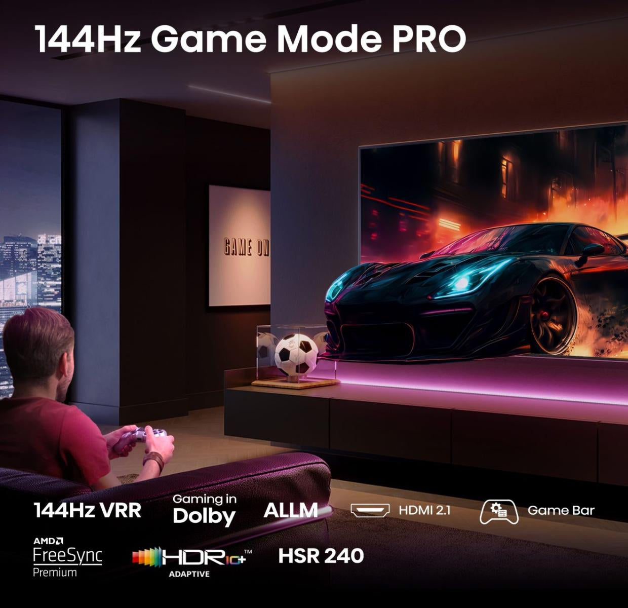 Hisense 55E77Q PRO – 55" TV – 4K UHD – QLED – VIDAA – 144 Hz – 330 cd/m² – Dolby Vision, HDR10, HDR10+