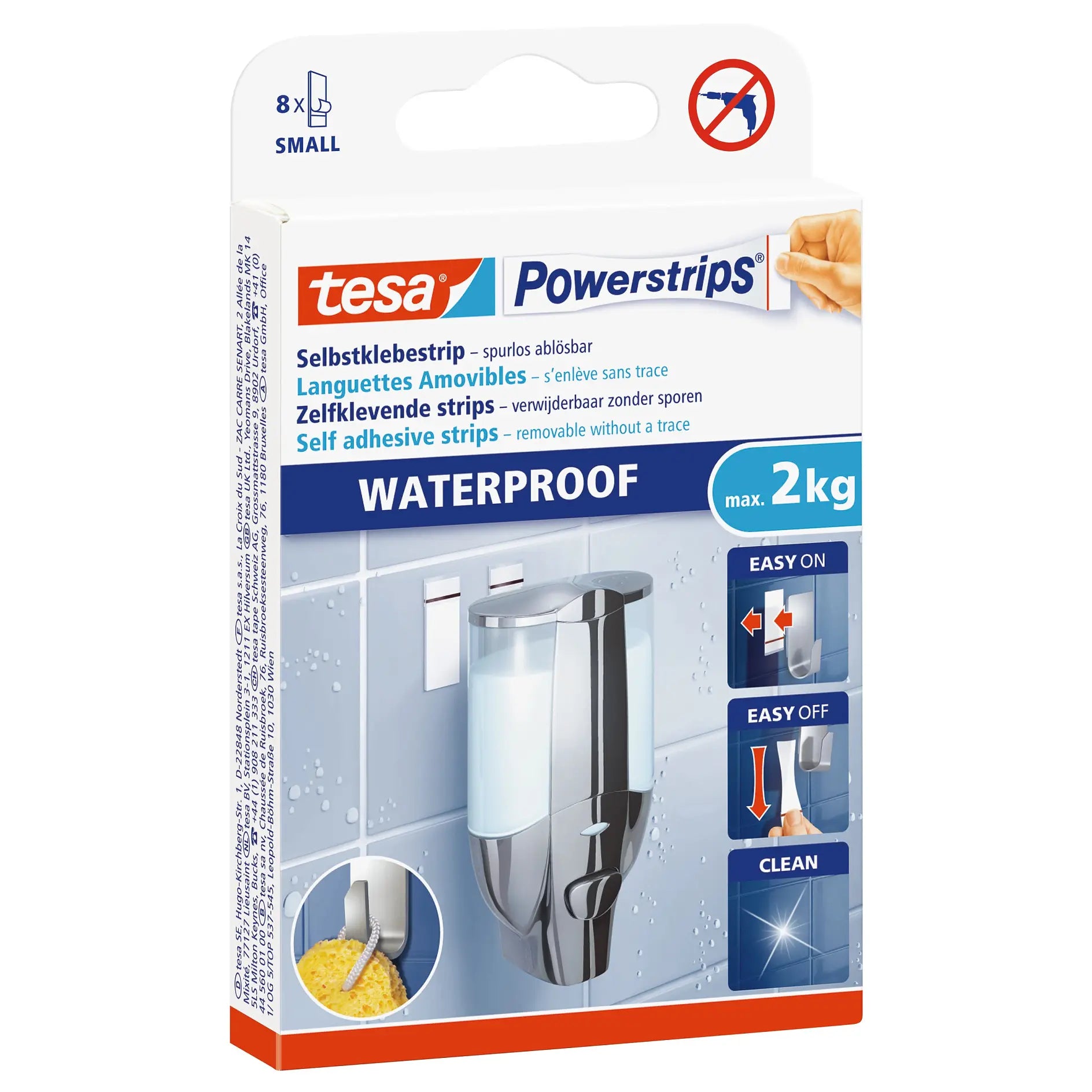 Tesa Montageband Powerstrips, für Innen, für Glas/Fliesen, Weiss, bis 2 kg