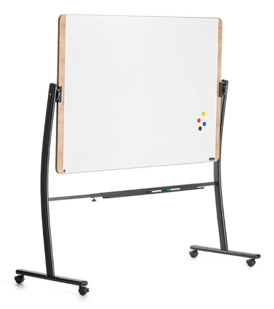 Rocada Whiteboard – 150 × 100 cm, lackierter Stahl, magnetisch, Melaminrahmen, mobil, drehbar