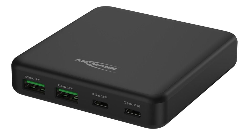 Ansmann DC465PD Netzteil – 65 W, 4× USB, PD, QC 3.0 – für Laptop, Smartphone