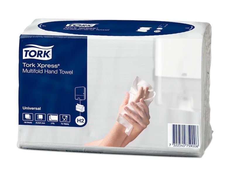 Tork Falthandtuch Xpress – Z-Falz, 2-lagig, Recyclingfasermaterial, natur, 213 × 240 mm, für Tork H2