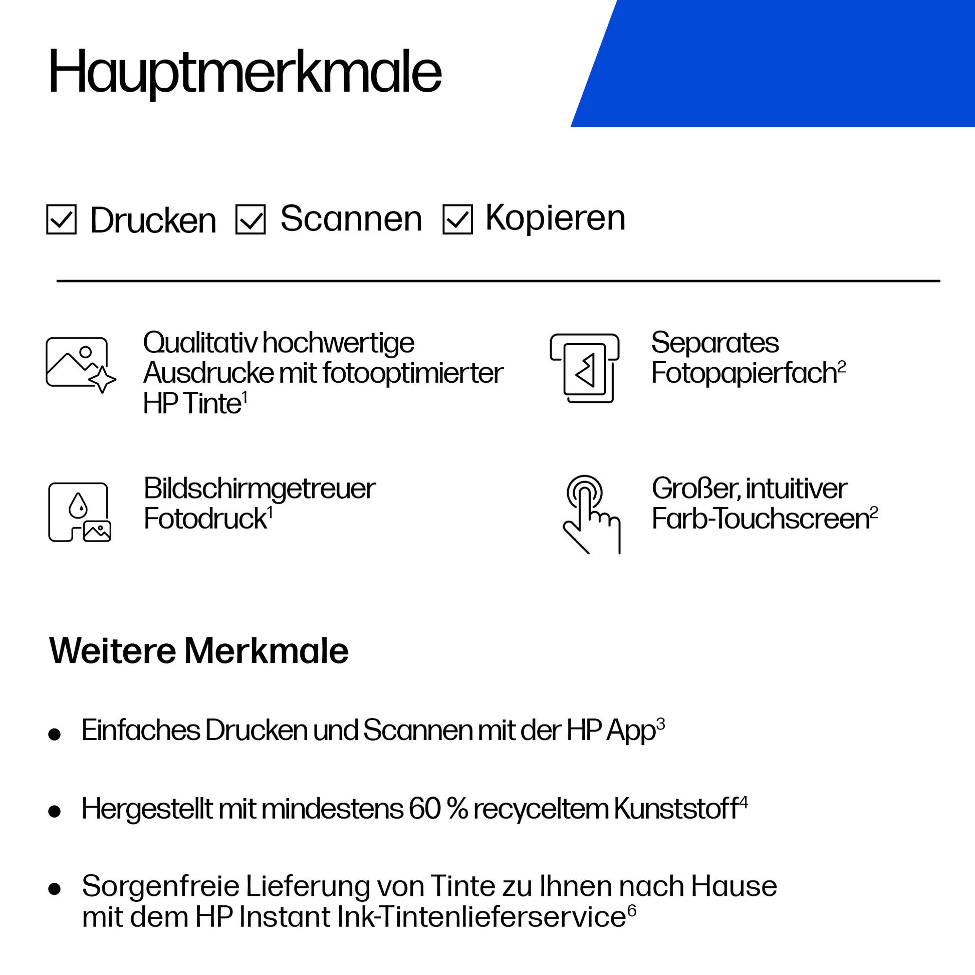 HP Envy Photo 7234 – Farbtintenstrahl-Multifunktionsdrucker, A4, 3-in-1, Duplex, ADF, WLAN, AirPrint, Mopria
