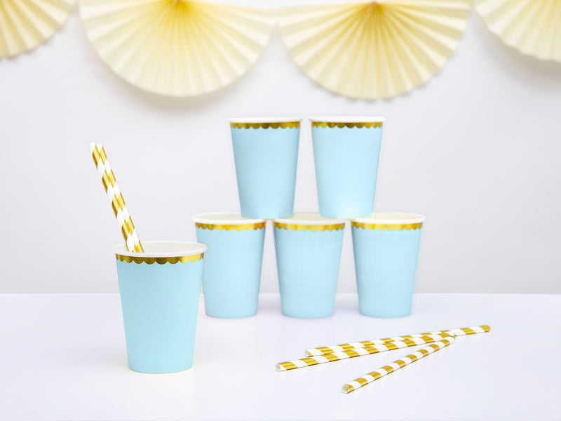 PartyDeco Trinkbecher, Papier – 2,2 dl Hellblau – 6 Stk.