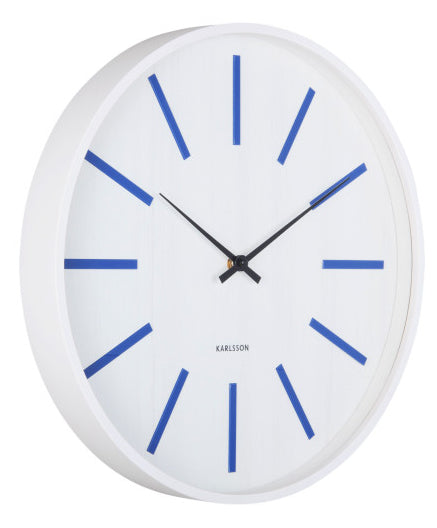 Karlsson Wanduhr – Analog, Ø 40 cm, weiss/blau, Holz