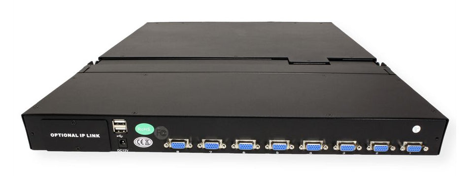 VALUE 19" Rack-LCD-Konsole – 8-Port VGA KVM – 1366 × 768, USB 2.0, CH-Layout – 1U