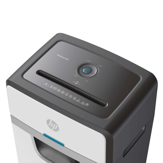 HP OneShred 24CC – Aktenvernichter mit Autofeed, DIN P-4, Partikelschnitt 4 × 35 mm, 24 Blatt, 30 l