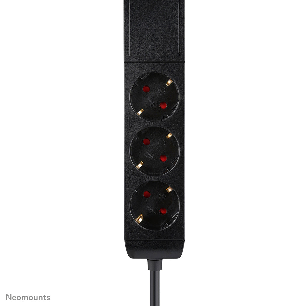 Neomounts DS22-840BL6 – Tisch-Steckdose mit Klemme, 3× 230 V, 2× USB-A + 2× USB-C (PD), 1,4 m, Schwarz