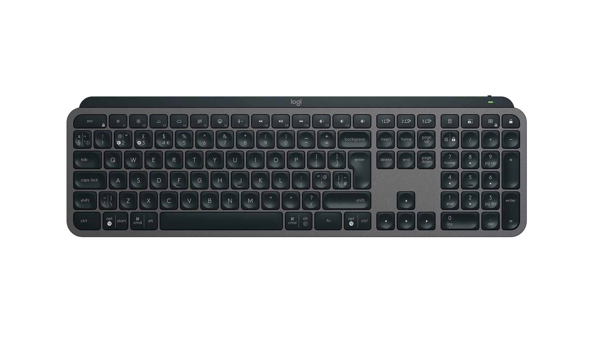 Logitech MX Keys S Advanced – Tastatur, kabellos, beleuchtet, Graphit