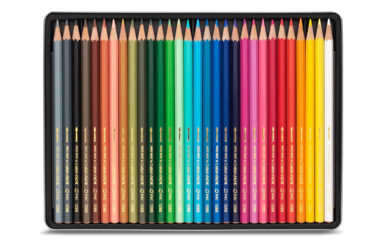 Caran d-Ache Caran d'Ache Aquarellfarbstifte – 30 Farben, im Metalletui, Ø 2,8 mm, FSC