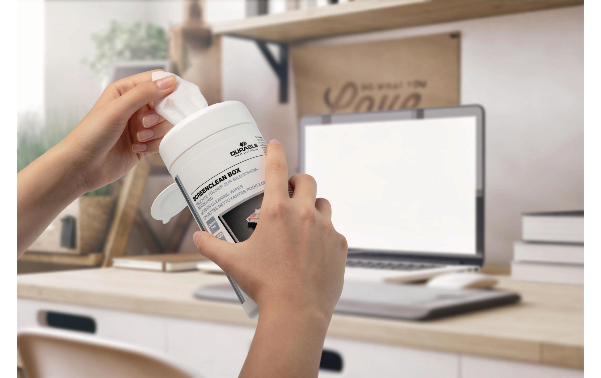 Durable Reinigungstücher, alkoholfrei, streifenfrei – für Bildschirme, 100 Stk., eco:smart, eco:plus
