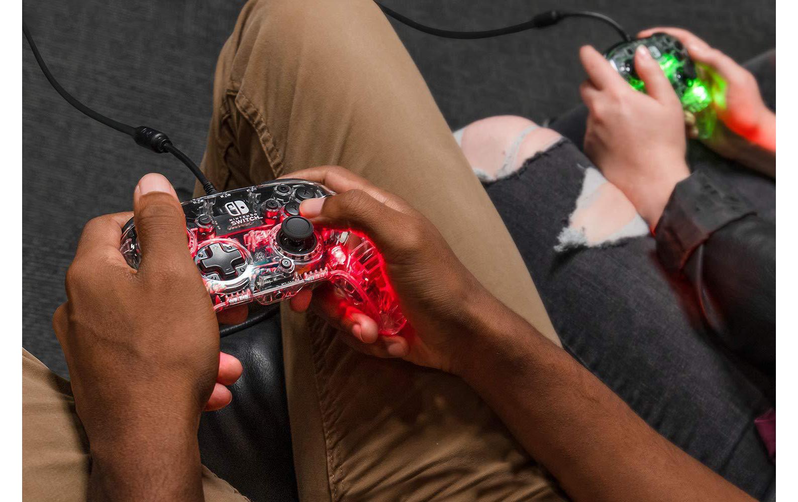 PDP Gamepad Afterglow Deluxe+ – für Nintendo Switch, Nintendo Switch OLED, USB (kabelgebunden), transparent