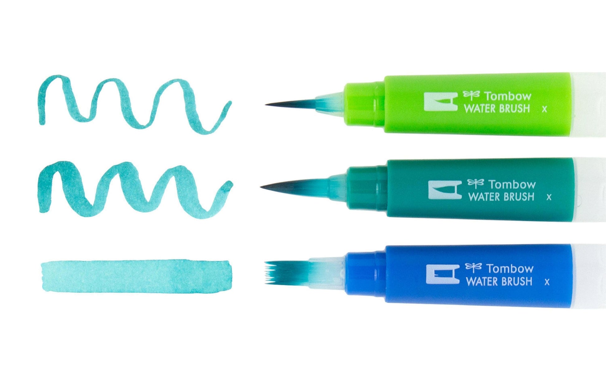 Tombow Pinsel-Set – Flachpinsel, Kunststoff, sortiert, 3er-Set, Wassertank (6 ml)