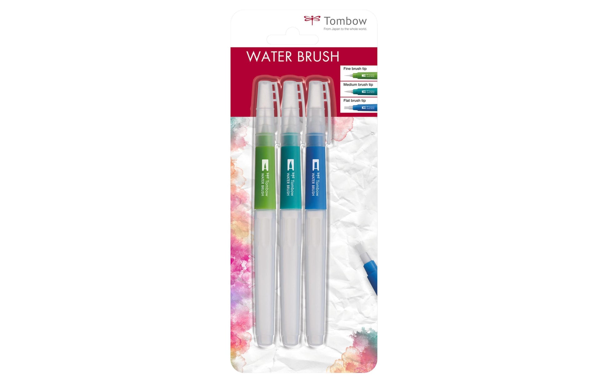 Tombow Pinsel-Set – Flachpinsel, Kunststoff, sortiert, 3er-Set, Wassertank (6 ml)