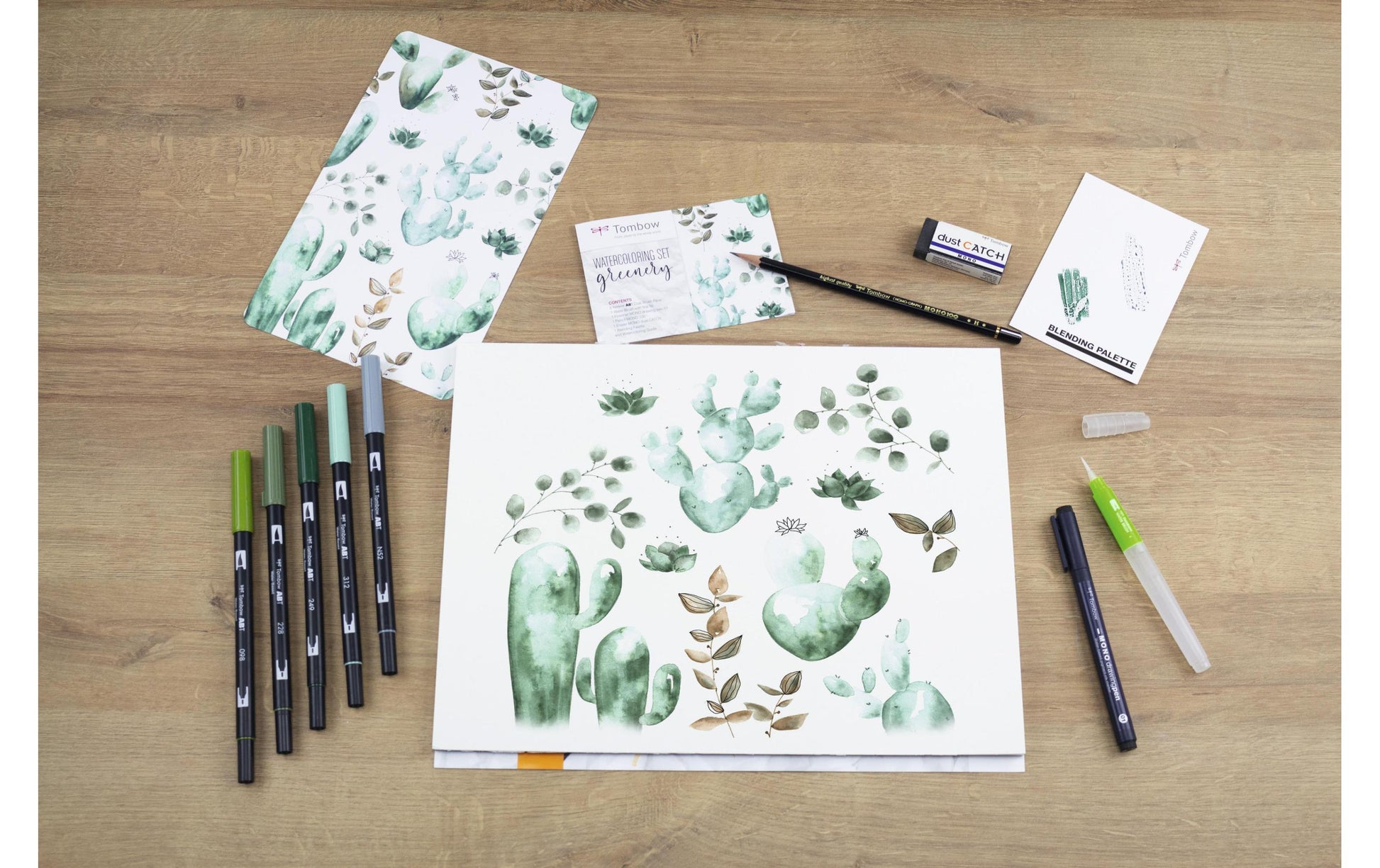 Tombow Watercoloring-Set Handlettering Greenery – 10-teilig