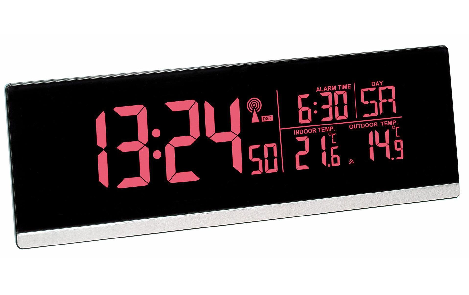 TFA-Dostmann TFA Dostmann Digitalwecker – Funk, Thermometer, USB, 21,5 × 7,5 × 3 cm, Schwarz
