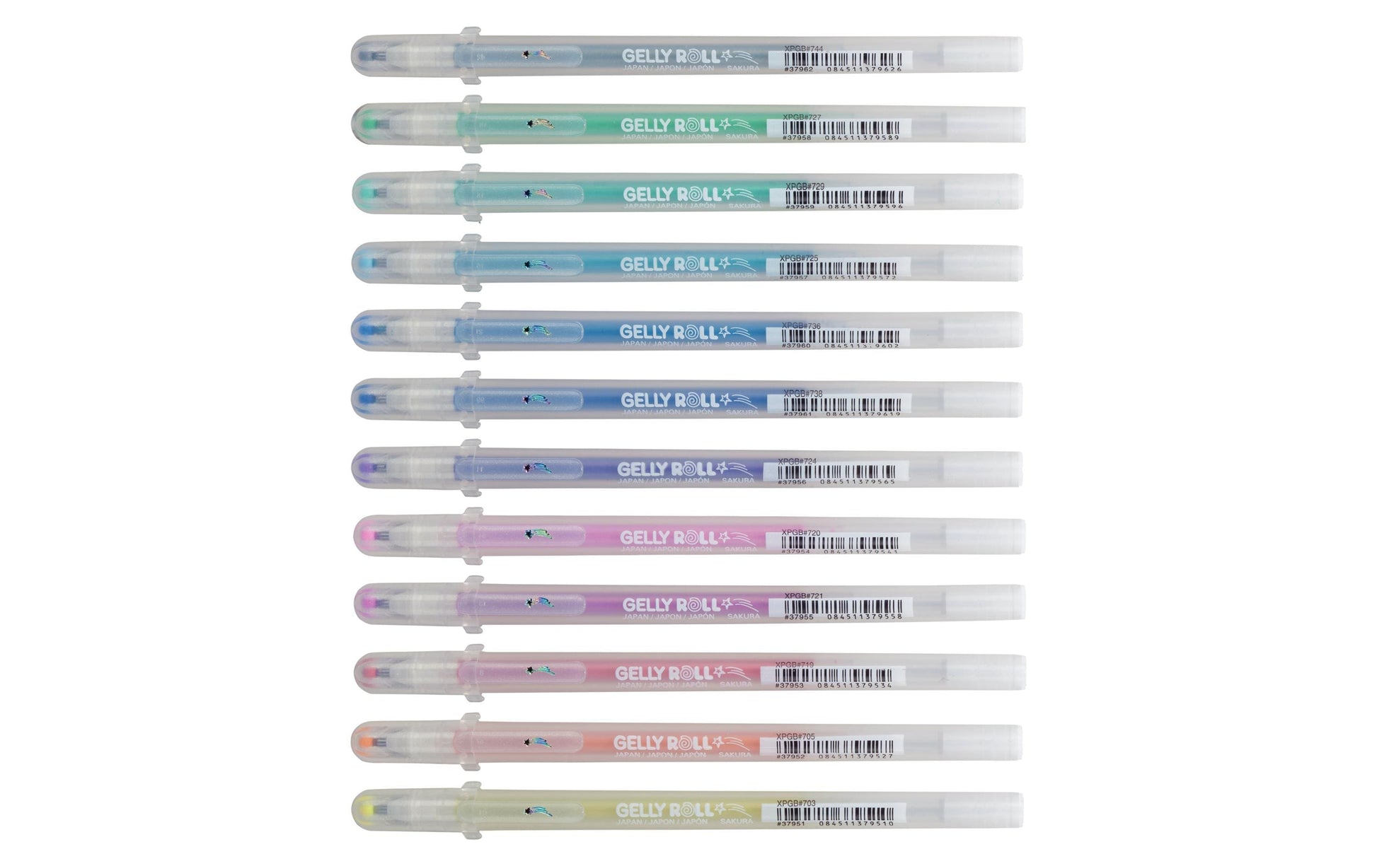 Sakura Stardust Glitzer Gelschreiber 12er Set – 12 Farben, 0,5 mm, Kappe, schnelltrocknend, für dunkles Papier