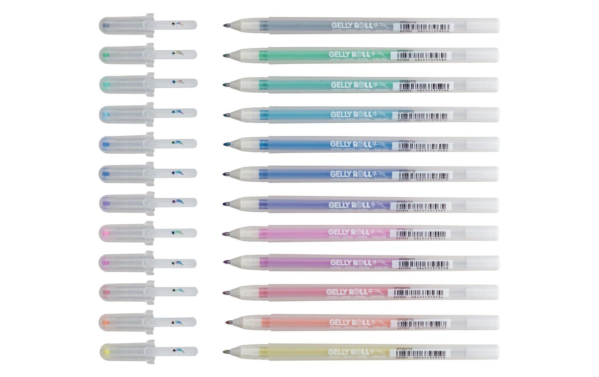 Sakura Stardust Glitzer Gelschreiber 12er Set – 12 Farben, 0,5 mm, Kappe, schnelltrocknend, für dunkles Papier