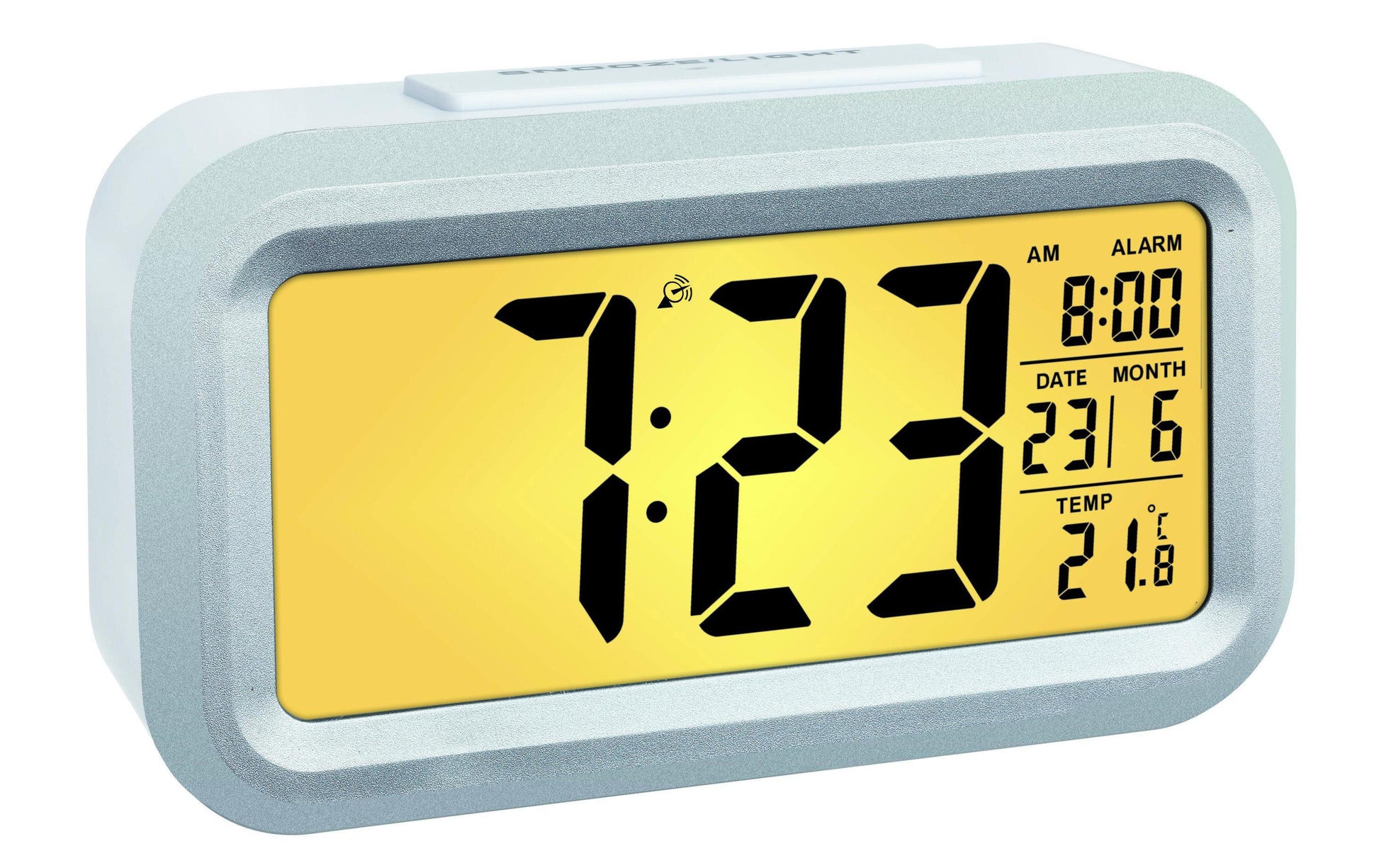 TFA-Dostmann TFA Dostmann LUMIO PLUS Digitalwecker – Funk, Thermometer, 13,8 × 7,9 × 4,8 cm, Silber
