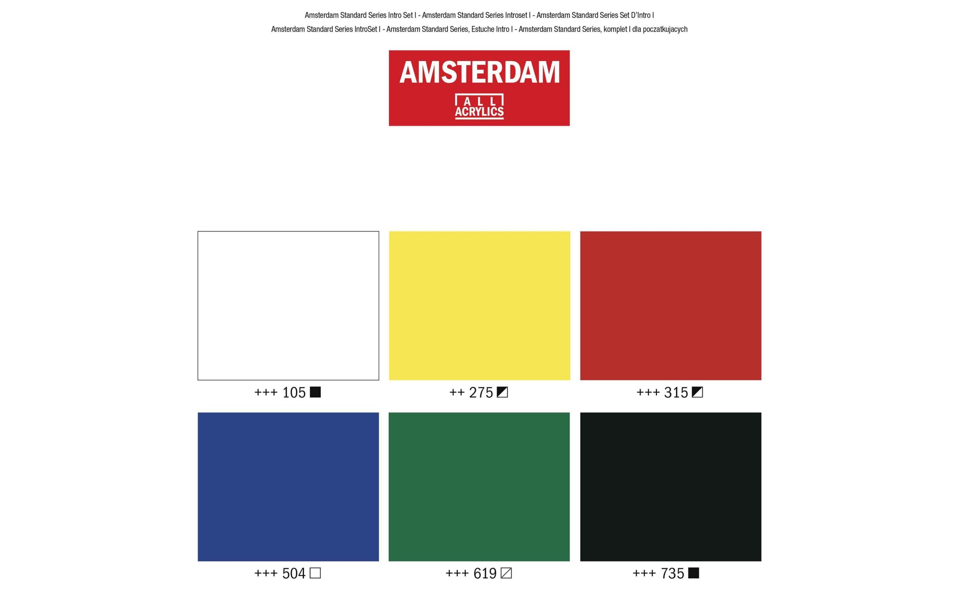 Royal Talens Amsterdam – Acryl Standard – Acrylfarbe – Set – 6 Farben, 6 × 20 ml