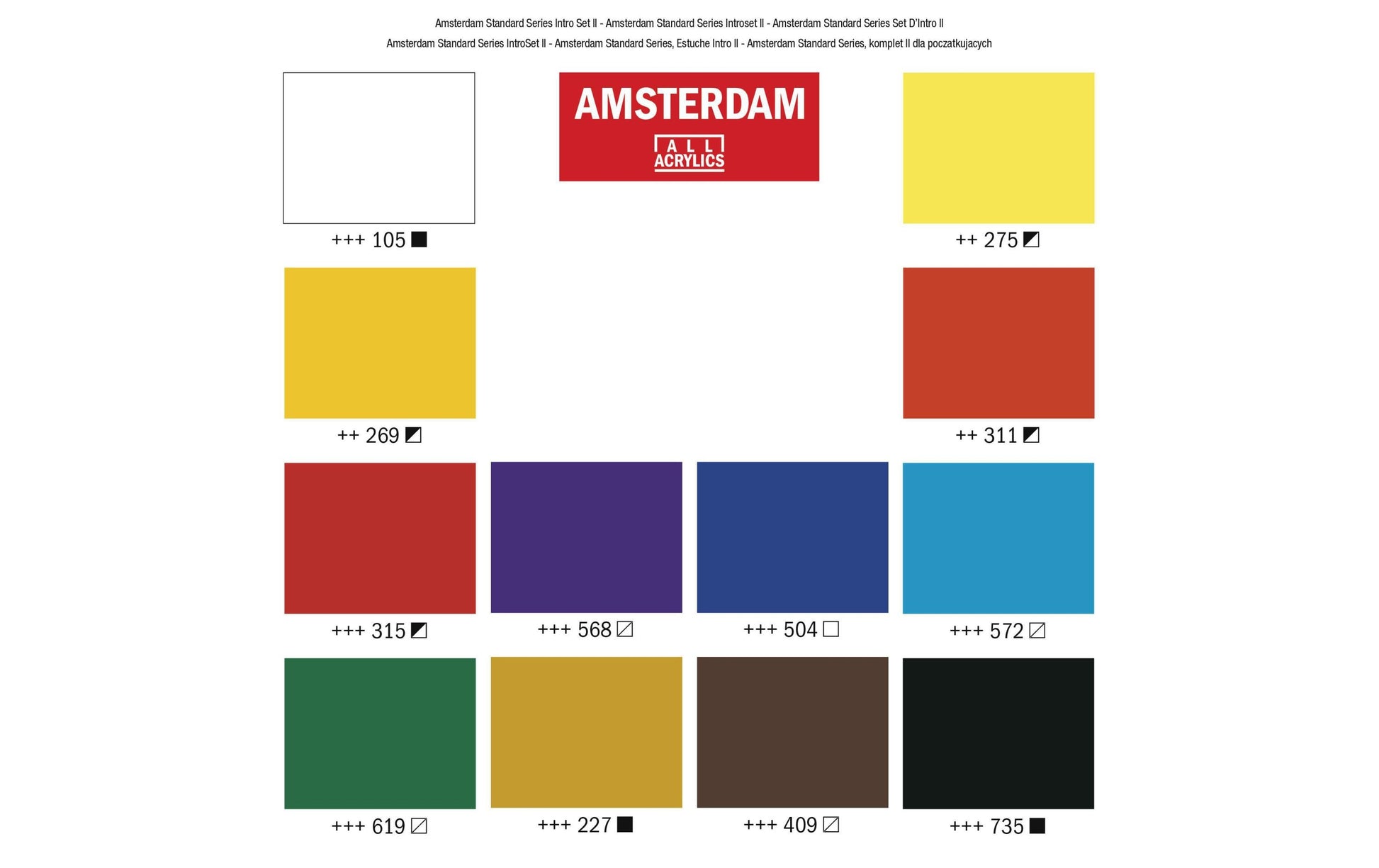 Royal Talens Amsterdam – Acryl Standard – Acrylfarbe – Set – 12 Farben, 12 × 20 ml