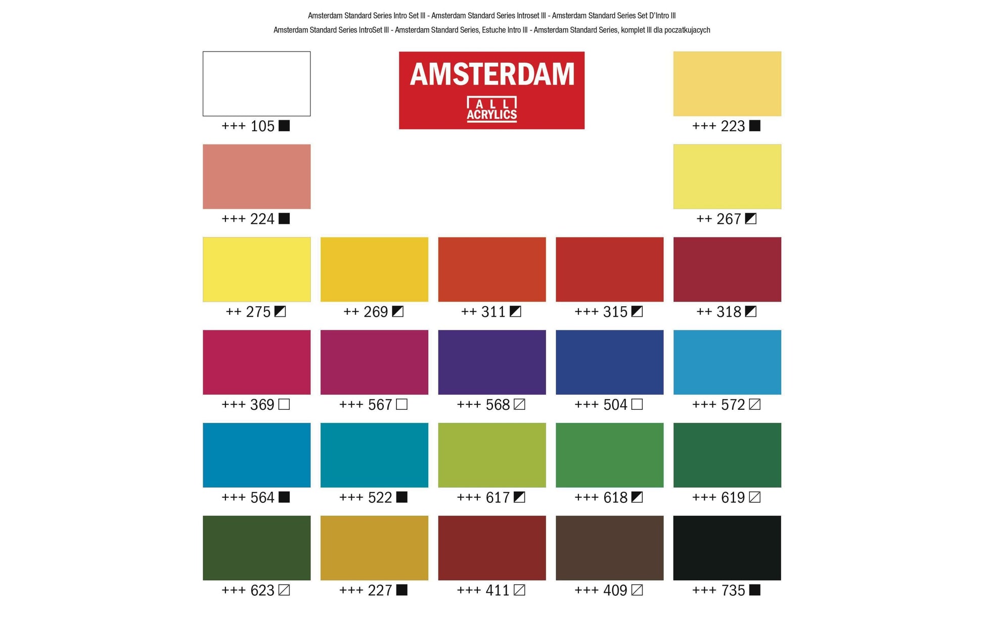 Royal Talens Amsterdam – Acryl Standard – Acrylset – 24 Farben, 24 × 20 ml