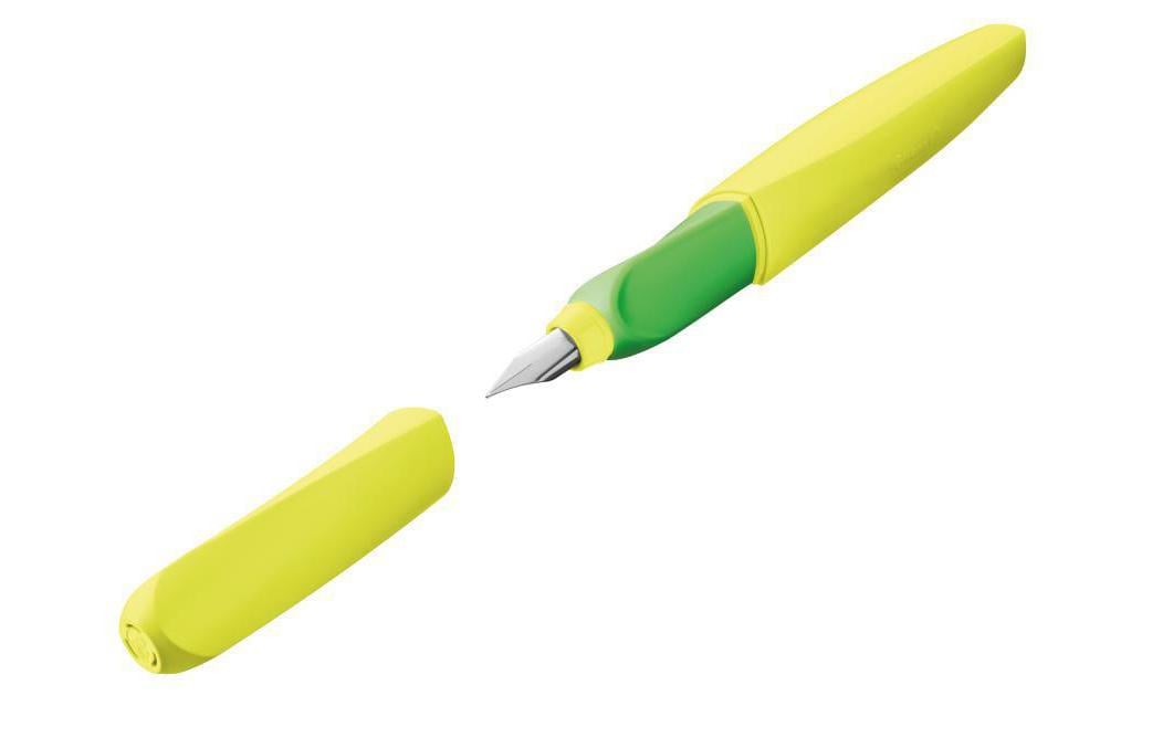 Pelikan Twist – Federspitze M – für Rechts- & Linkshänder – Neongelb, Blau – Patronen