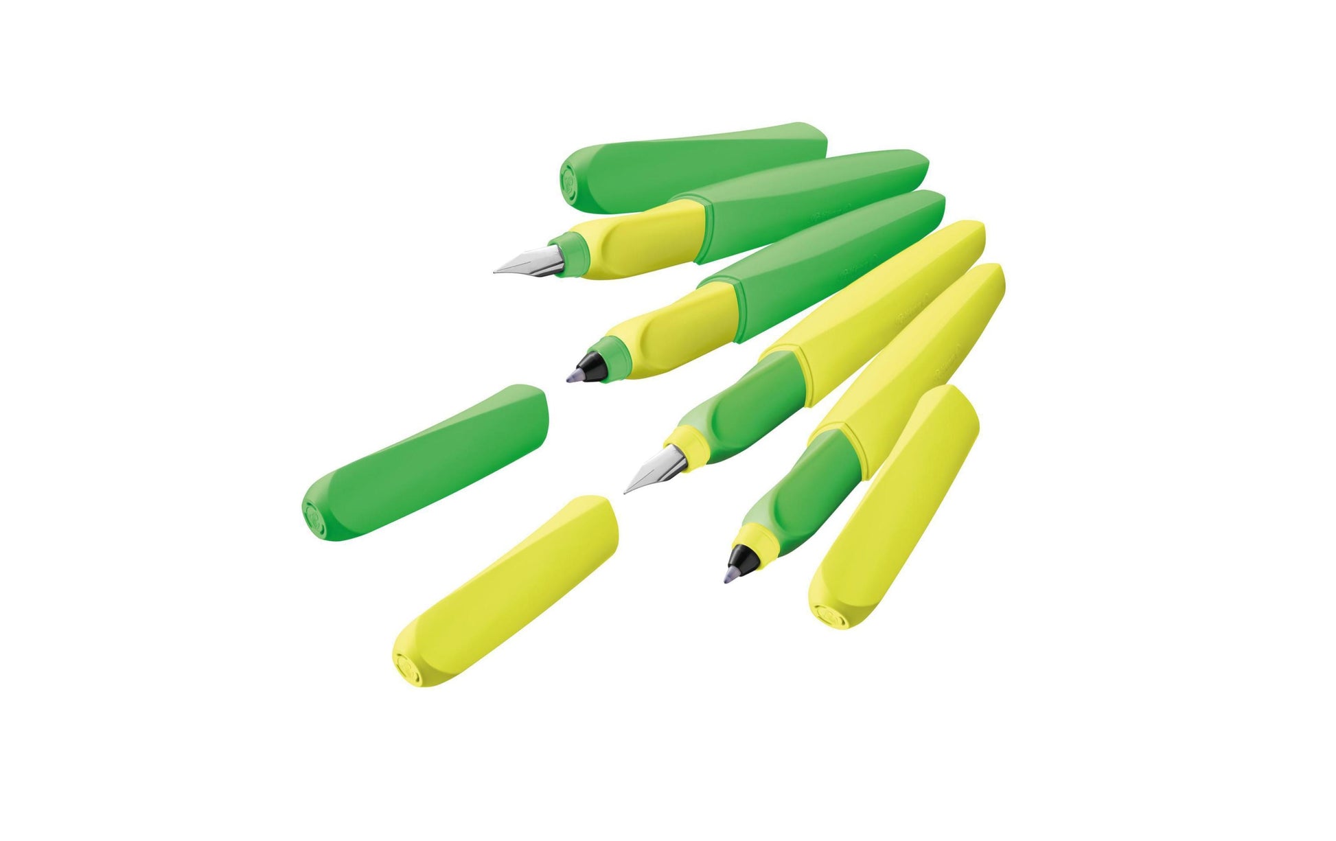 Pelikan Twist – Federspitze M – für Rechts- & Linkshänder – Neongrün, Blau – Patronen