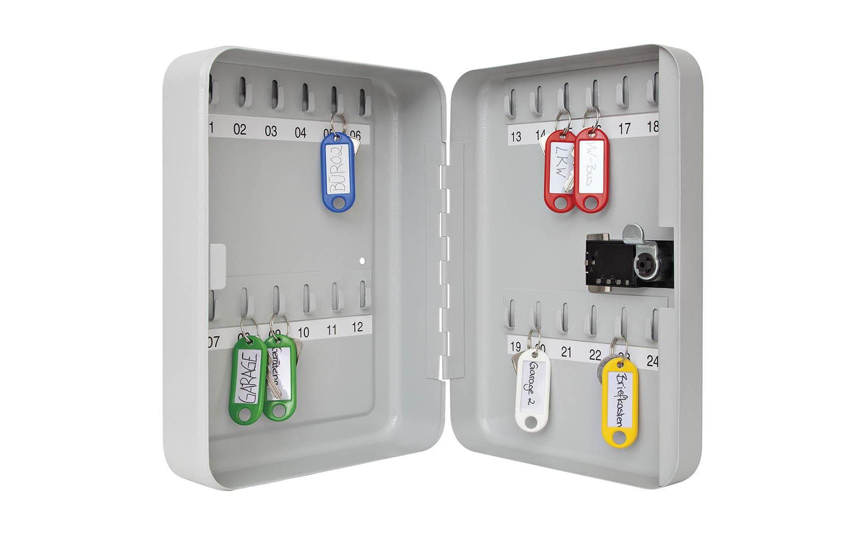 Wedo 102 42437 – Schlüsselkasten, für 24 Schlüssel, Zahlenschloss, Stahl, Grau, 186 × 94 × 250 mm