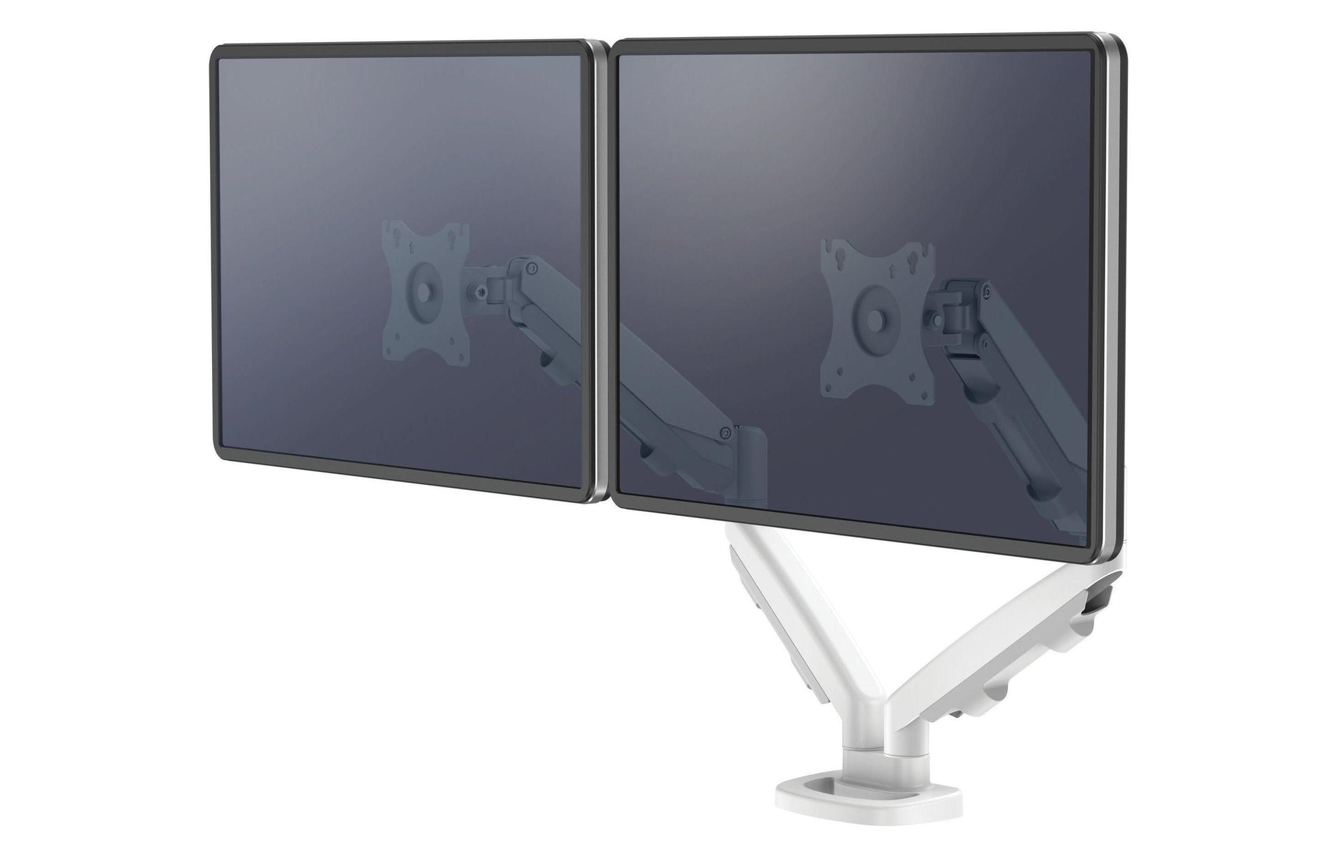 Fellowes Eppa – Monitorarm, Dual, bis 39", VESA 75 × 75/100 × 100 mm, 8 kg, höhenverstellbar, Gasfeder, weiss