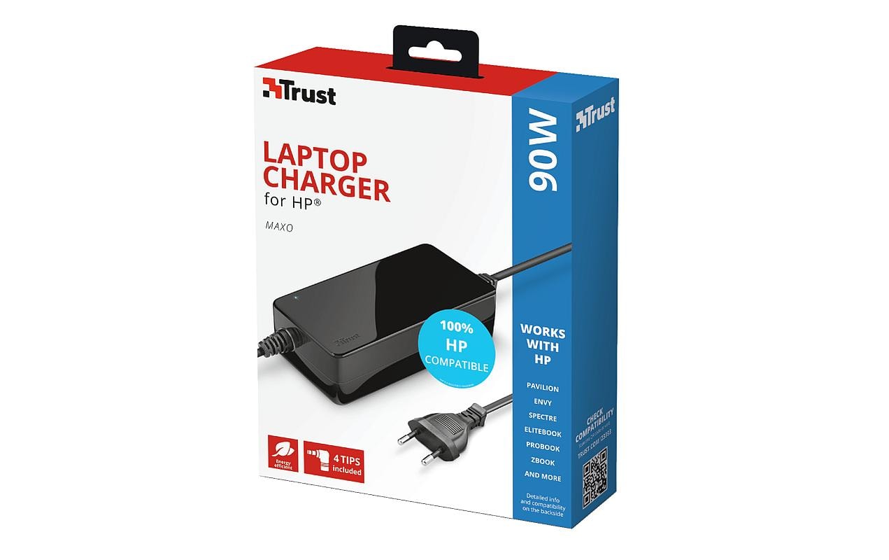 Trust Maxo Netzteil 90 W – für HP – schwarz, 3 m Kabel