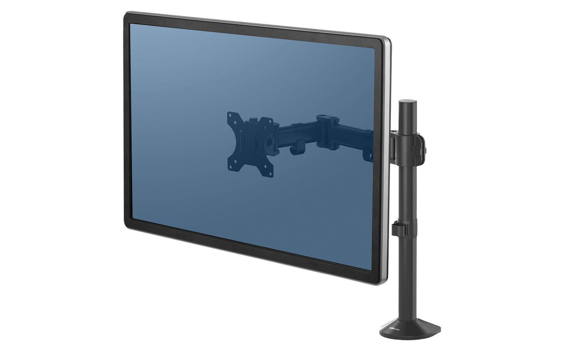 Fellowes Reflex – Einzelner Monitorarm, bis 24", VESA 100 × 100 mm, 8 kg, Drehbar, Schwarz
